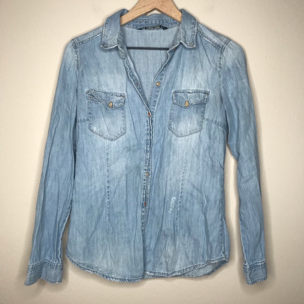 Zara Chambray Button Up